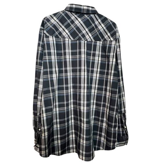 Coastal XXL Western Pearl Snap Plaid Shirt Blue Gray Long Sleeve Cotton Blend - Picture 3 of 10